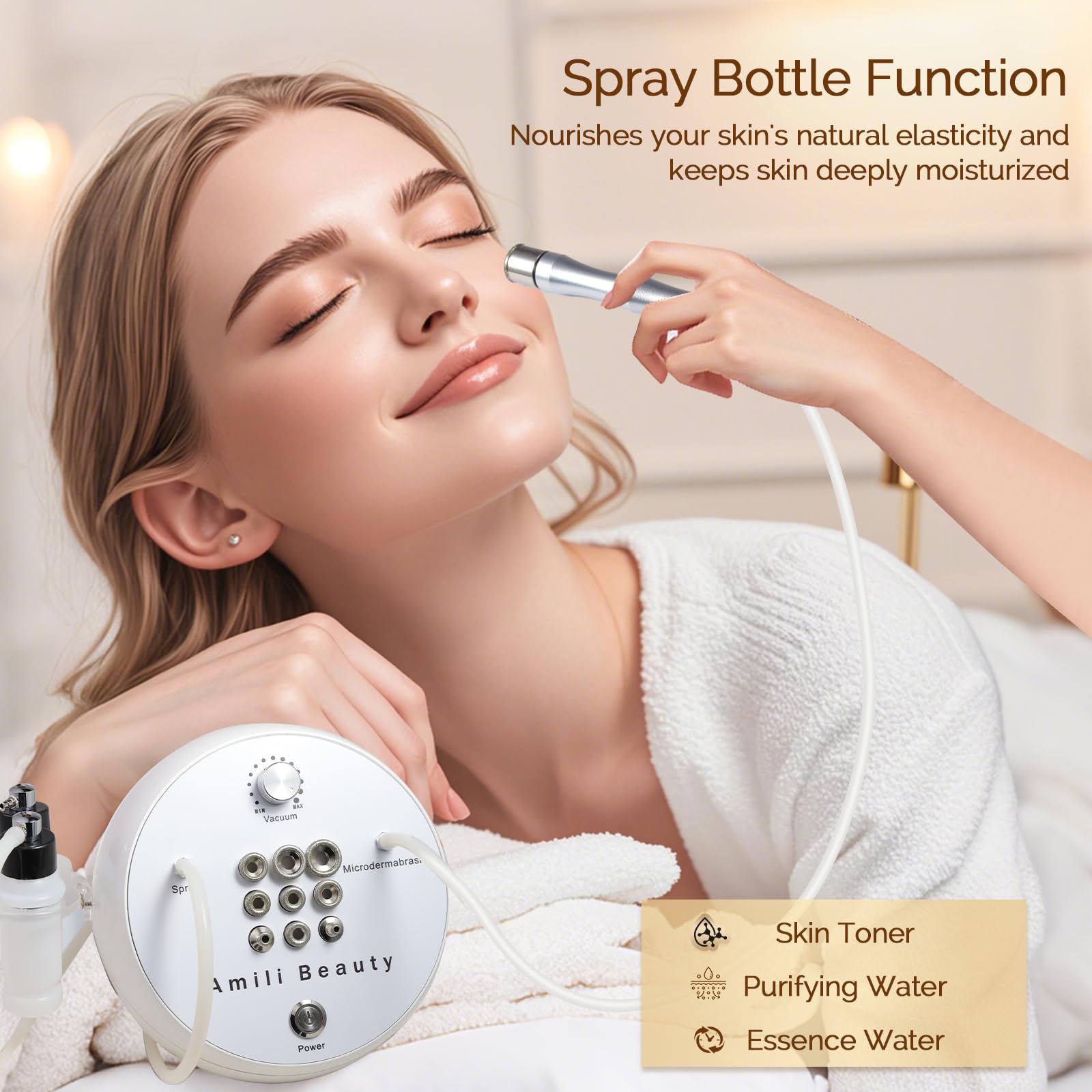 The complete Keicnkj microdermabrasion kit package with all accessories and user manual displayed