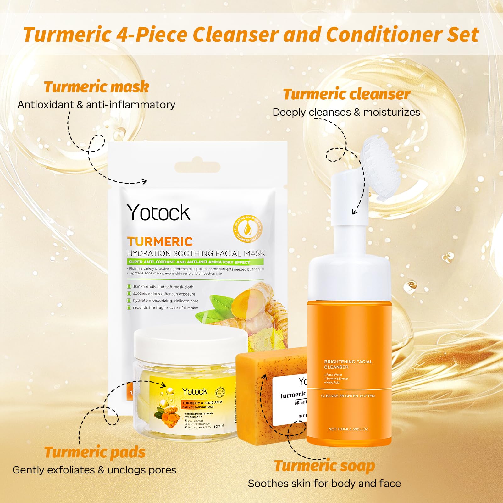 Qvkzl Turmeric foaming face wash with applicator brush