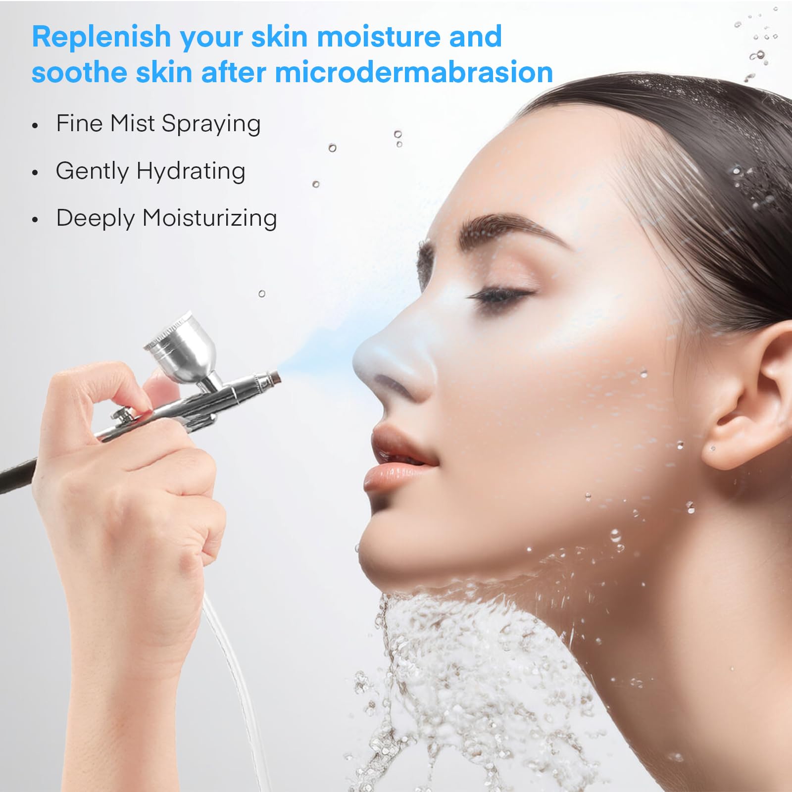 Yofuly facial beauty device with the hydrating mist spray gun attachment ready for use.