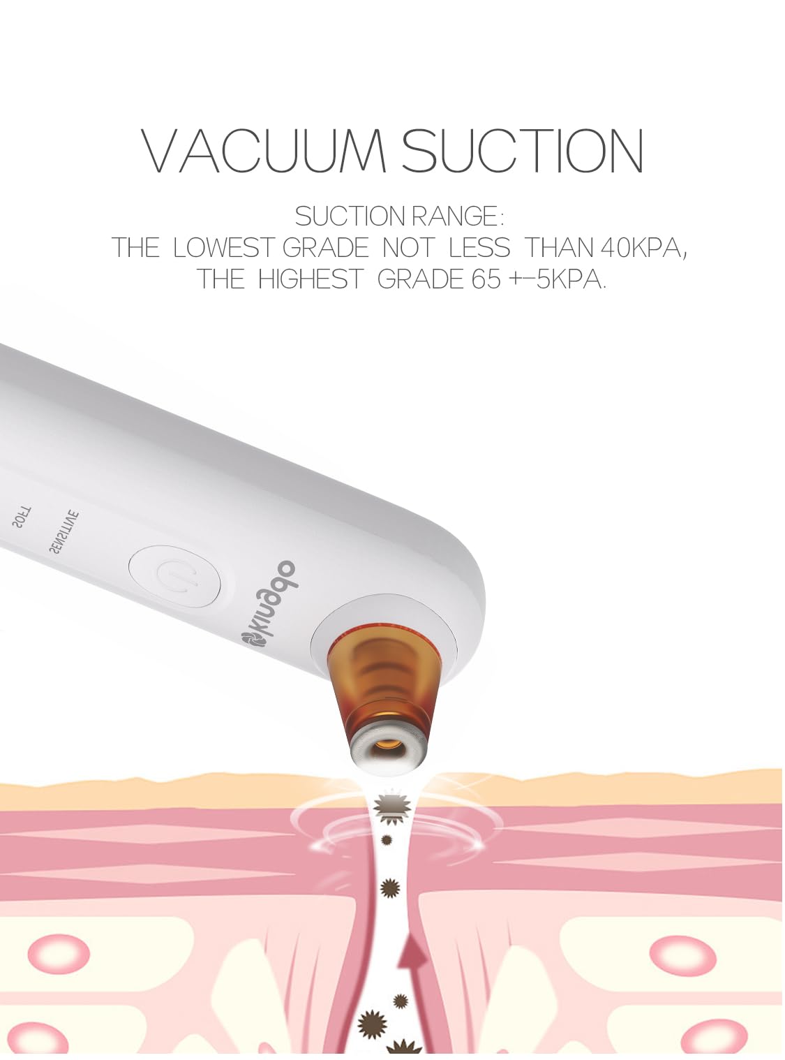 Kingdo skincare device with 5 interchangeable suction tips