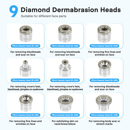 Close up view of the diamond exfoliation heads included with the Yofuly 3 in 1 device.