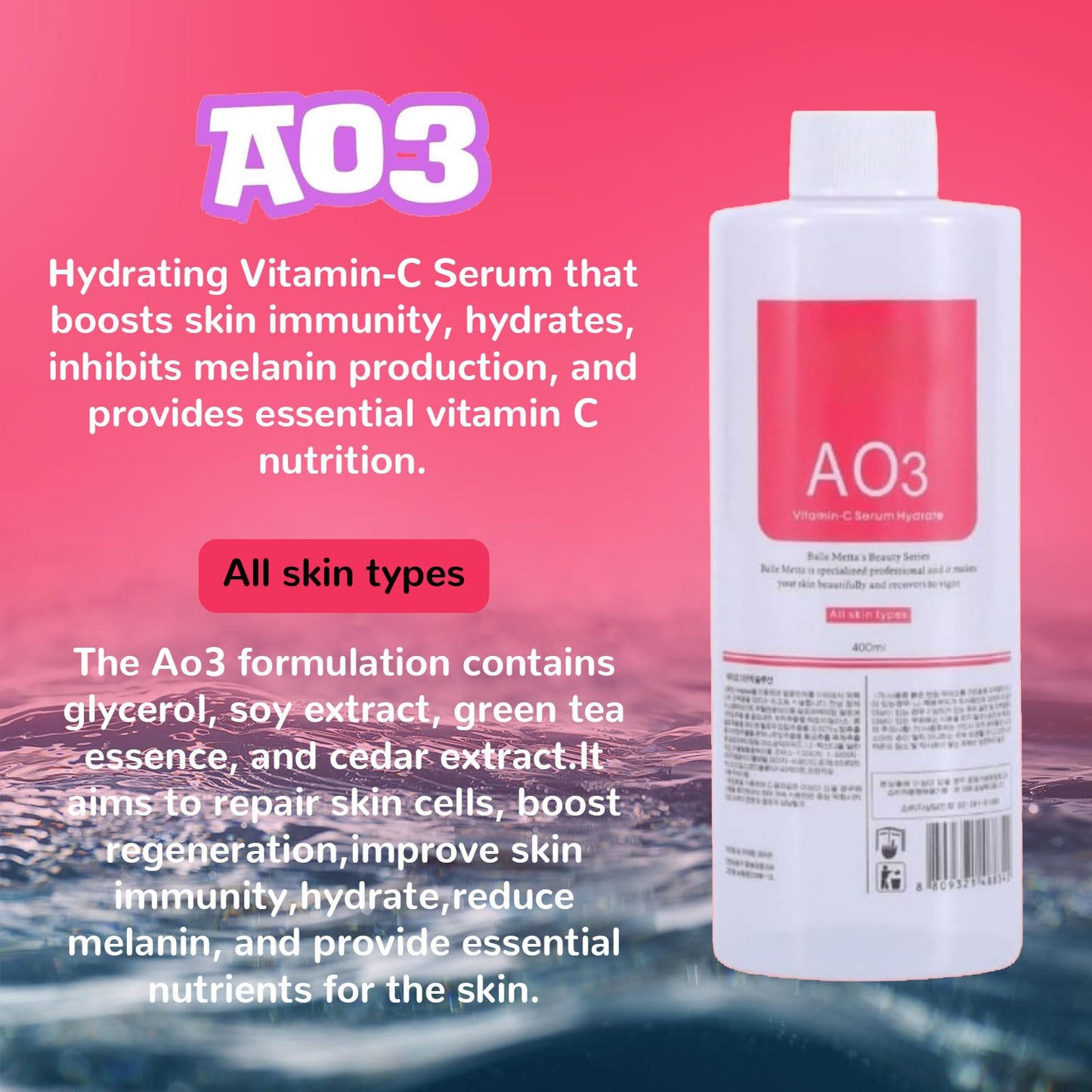 Nielies hydradermabrasion facial serum set featuring AS1 SA2 and AO3 formulas.