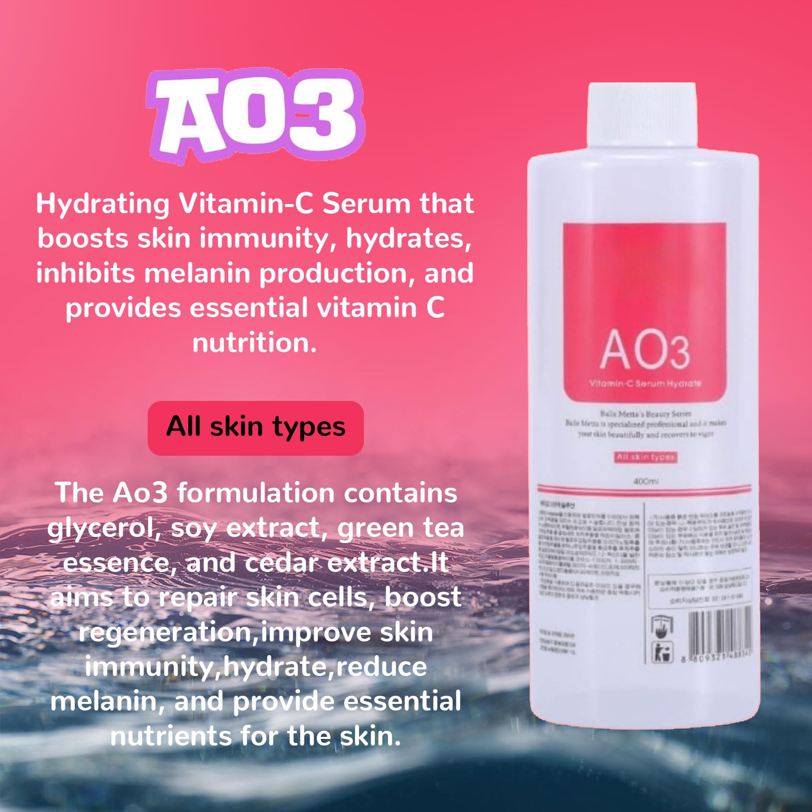 Nielies hydradermabrasion facial serum set featuring AS1 SA2 and AO3 formulas.