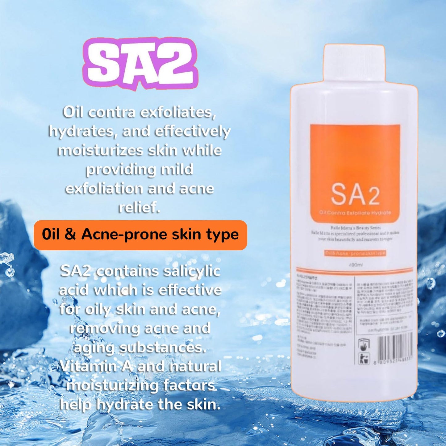 Professional aqua peeling liquid for hydrafacial machines in clear packaging.