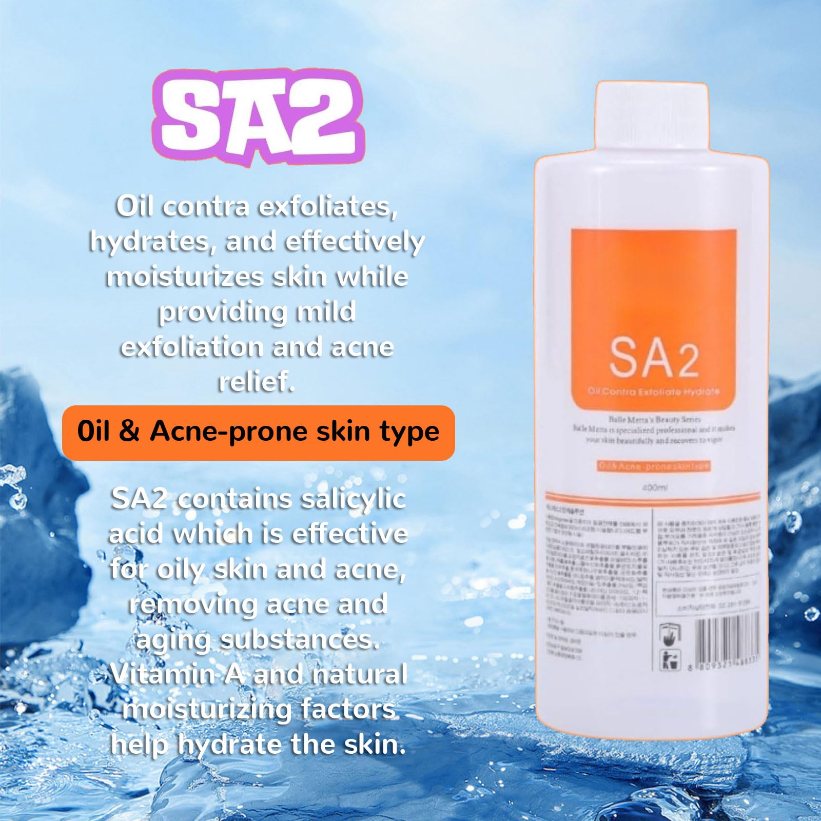Professional aqua peeling liquid for hydrafacial machines in clear packaging.
