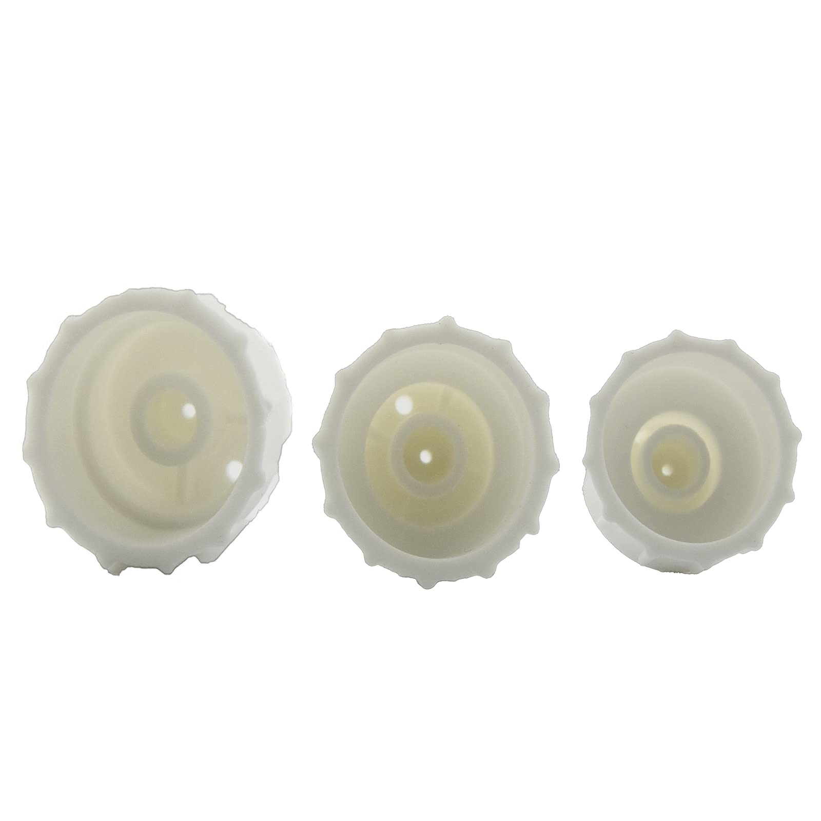 Side view of three piece eco friendly silicone dermabrasion heads set