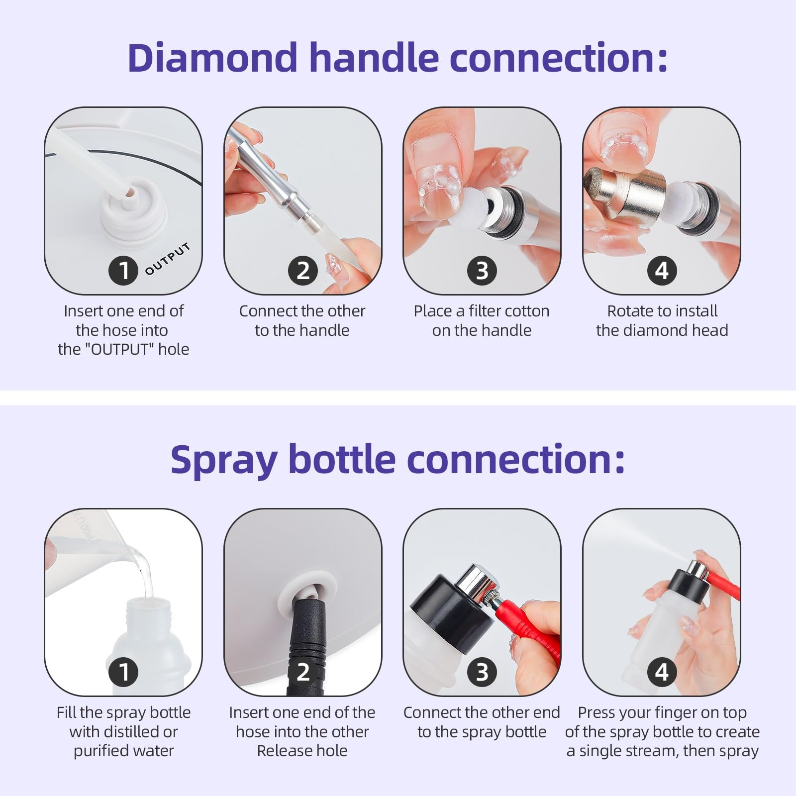 Full accessories kit including glass tubes and cotton filters for skin resurfacing