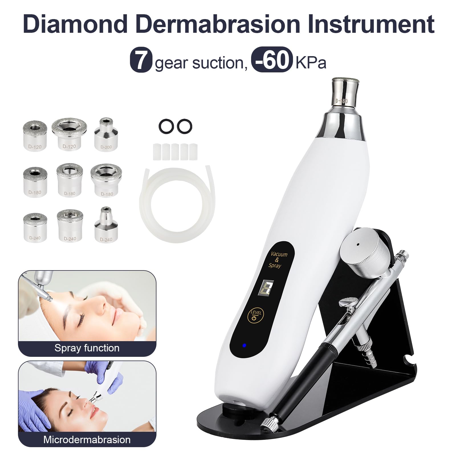Handheld skincare device with LED suction display