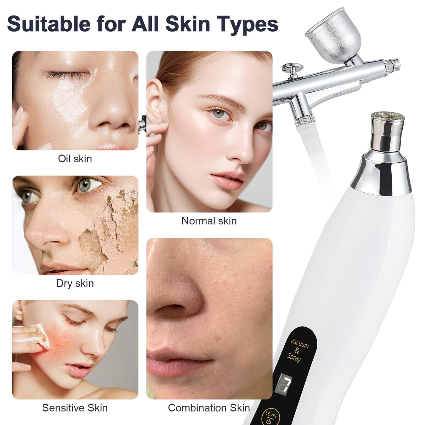 Portable facial dermabrasion device with airbrush
