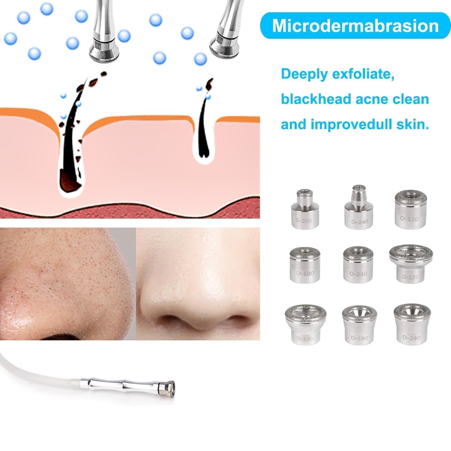 A detailed view of the cotton filter insertion process into the premium diamond dermabrasion wand