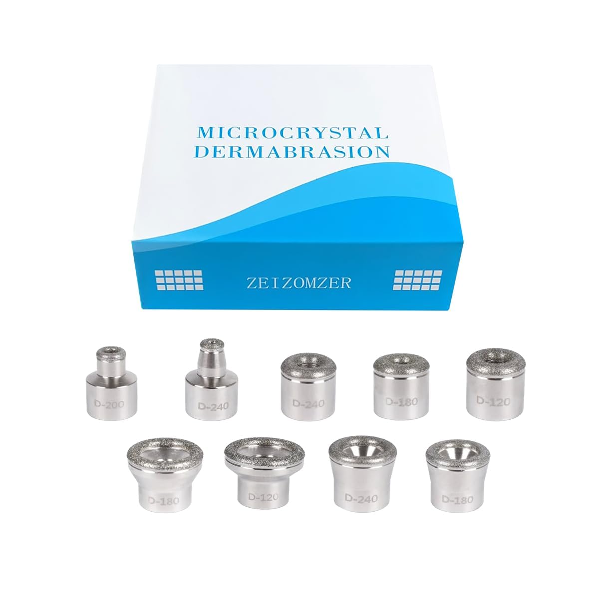 At home beauty device accessories set including diverse diamond heads for reducing fine lines and smoothing skin