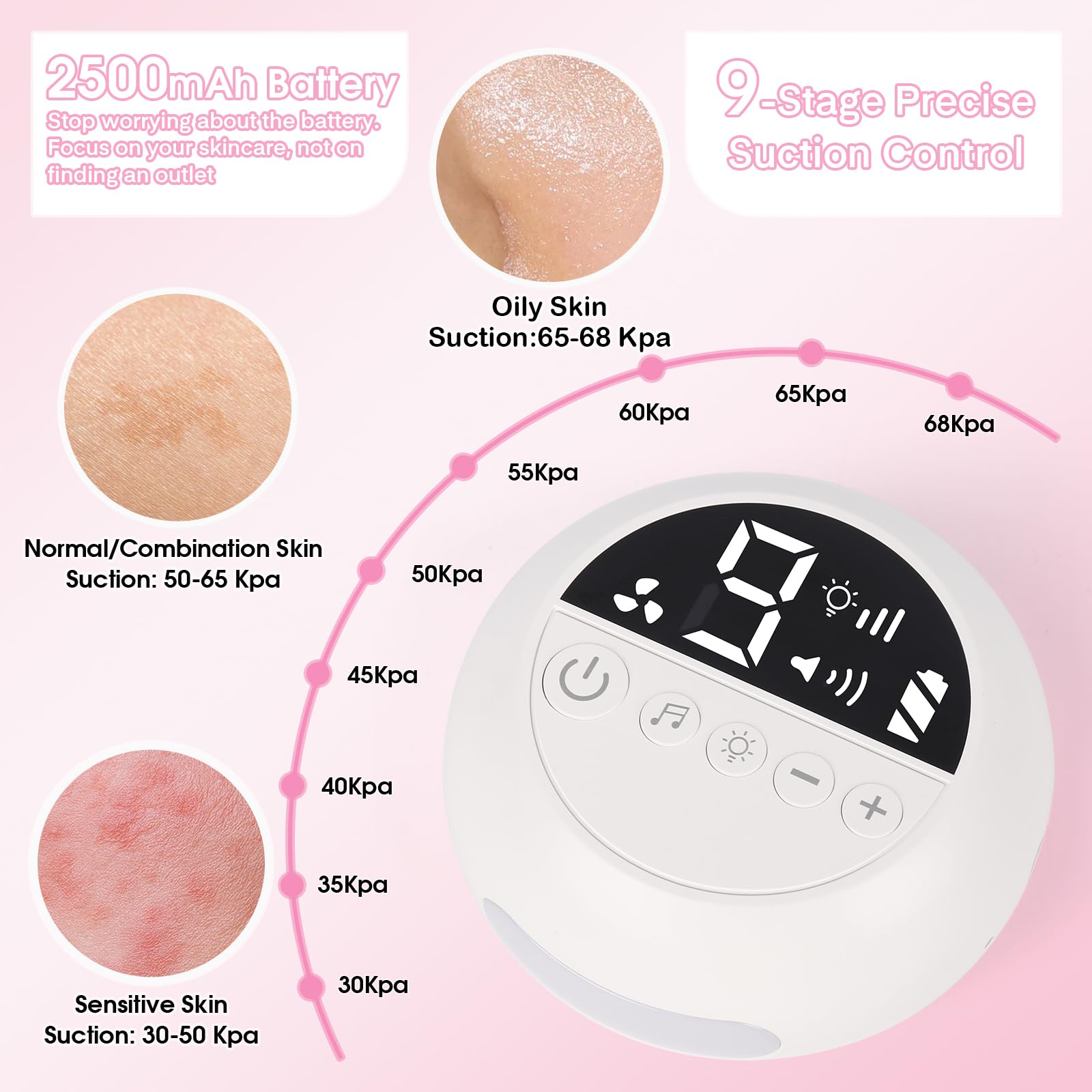 Top view of the Beauty Star facial tool with diamond exfoliation tip attached