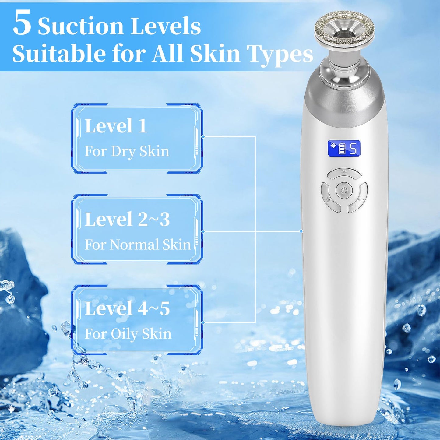 Close up of the diamond tip attachment on the Beauty Star cordless microdermabrasion tool for professional skin exfoliation.