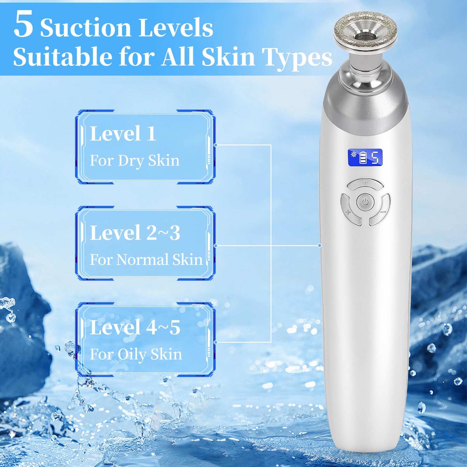 Close up of the diamond tip attachment on the Beauty Star cordless microdermabrasion tool for professional skin exfoliation.