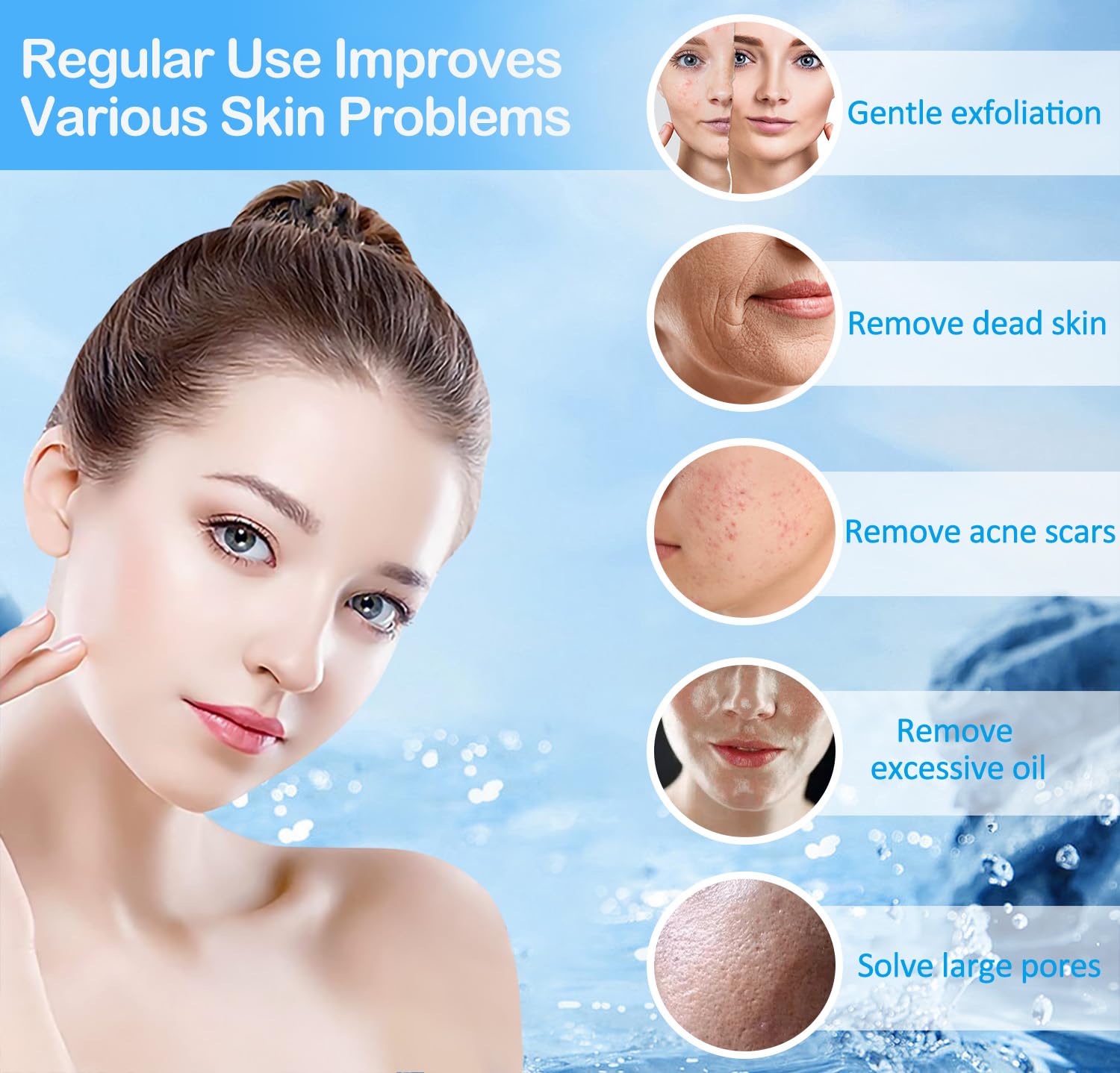Beauty Star face pore vacuum glow device kit with all accessories and cotton filters laid out neatly.