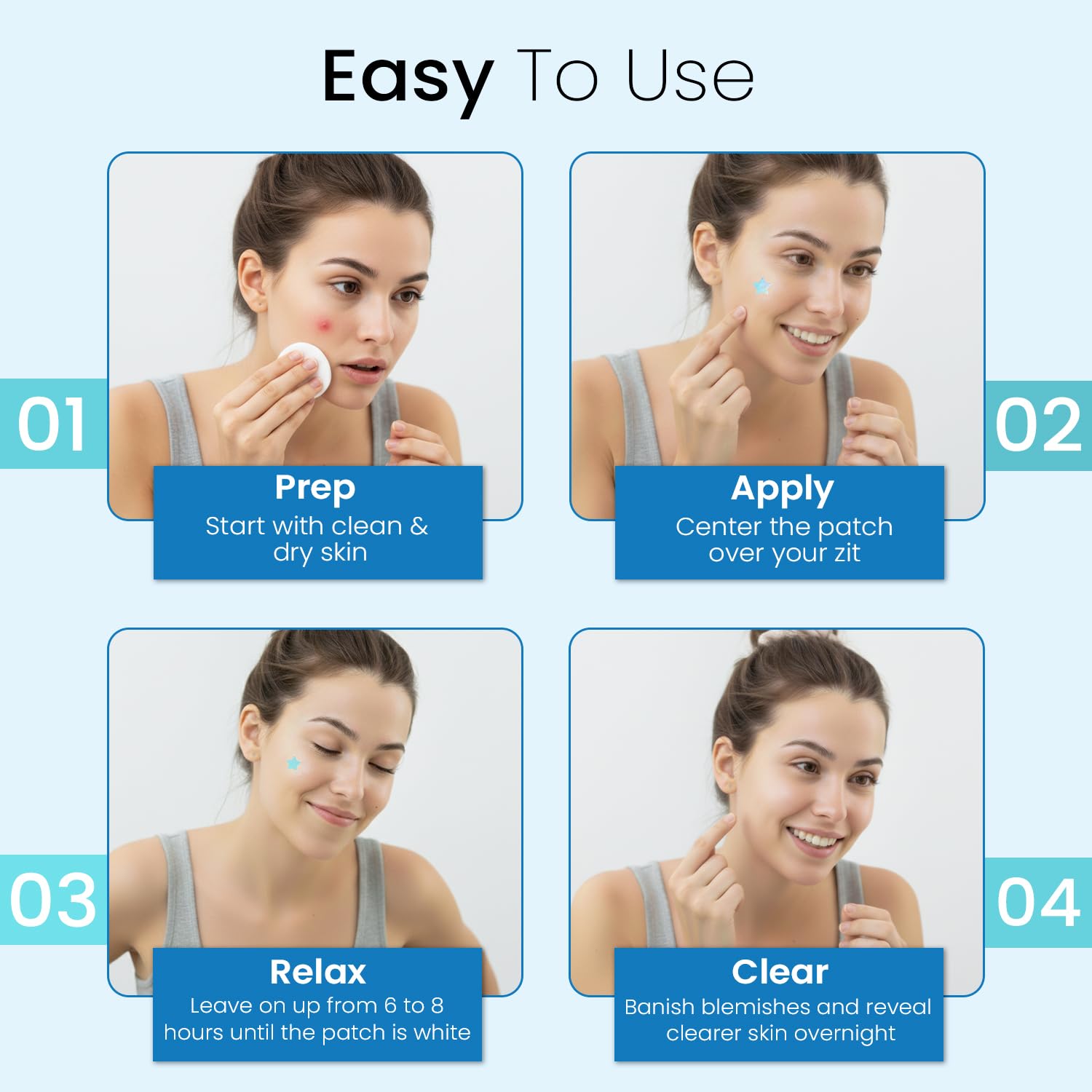Close up of star and heart pimple patches for face