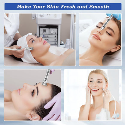 Three stainless steel dermabrasion wands laid out horizontally to display high-quality metallic construction and universal threading.