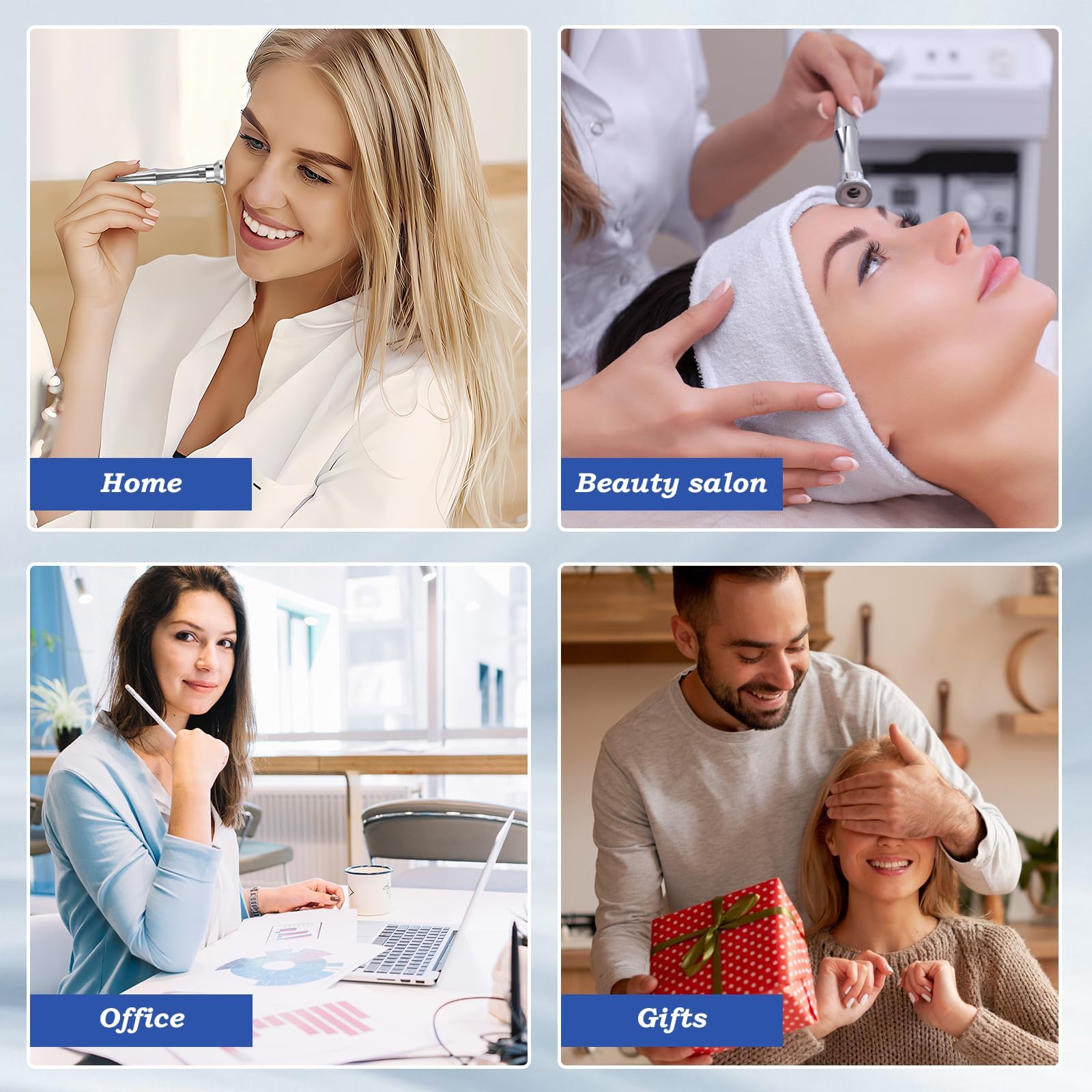 Microdermabrasion machine accessories displaying connection points between the stainless steel wands and the diamond-coated tips.