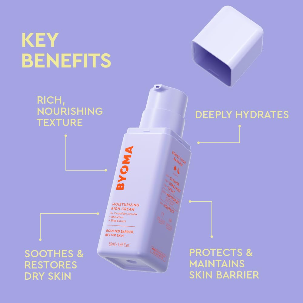 Byoma Moisturizing Rich Cream packaging showing ingredients list