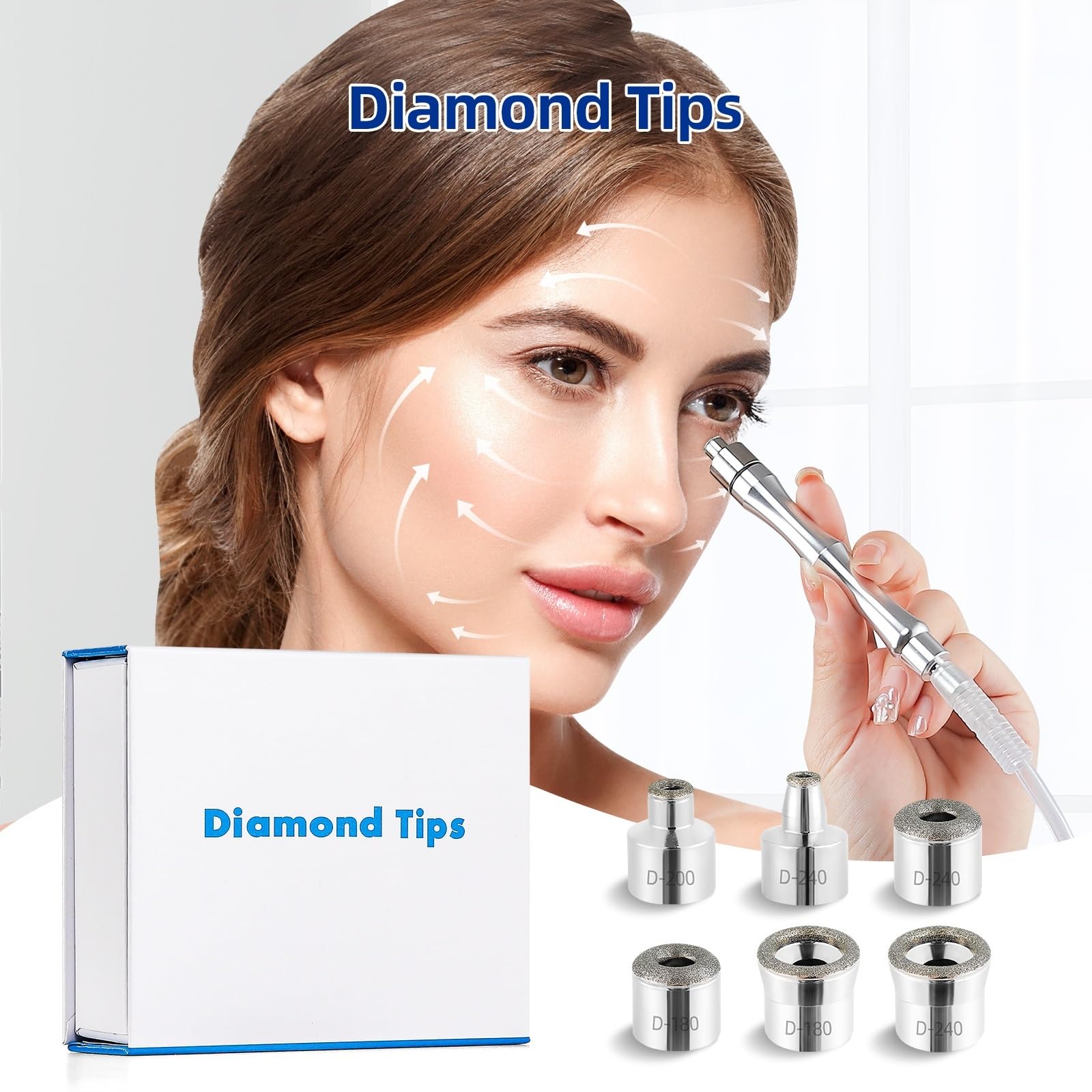 Stainless steel diamond microdermabrasion replacement tips close up