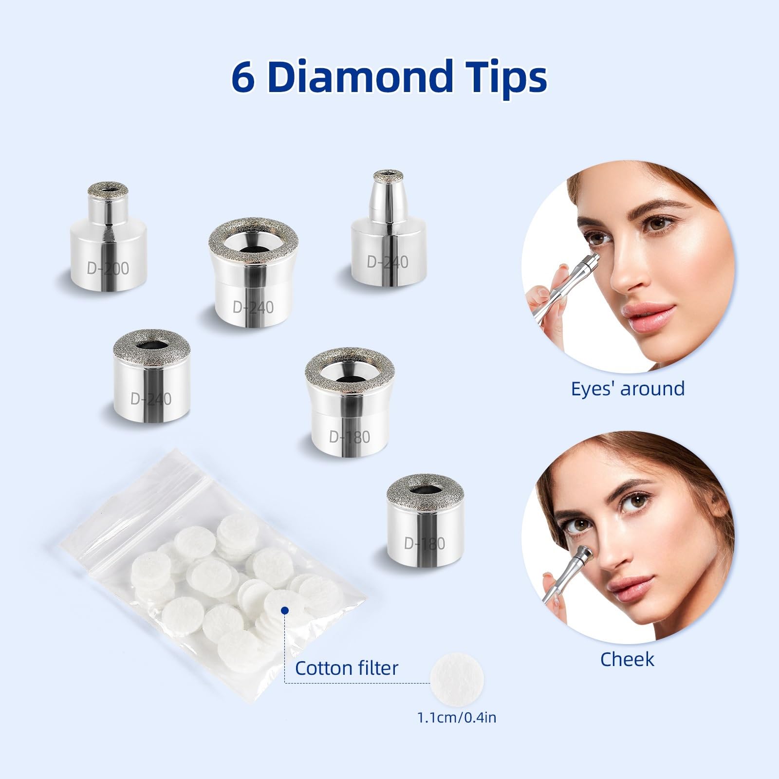 Professional microdermabrasion replacement heads for home spa use