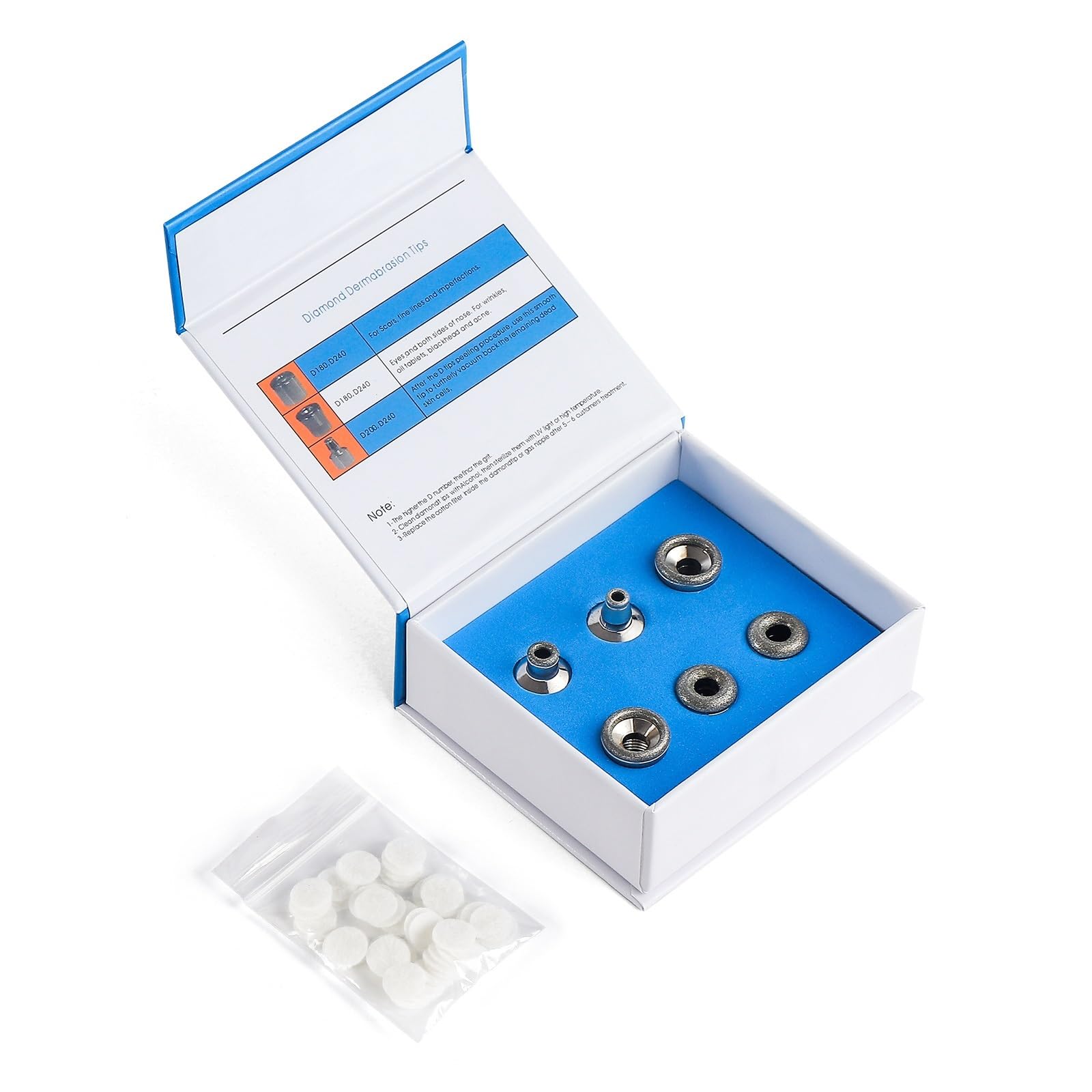 High quality stainless steel dermabrasion tips 6 piece collection