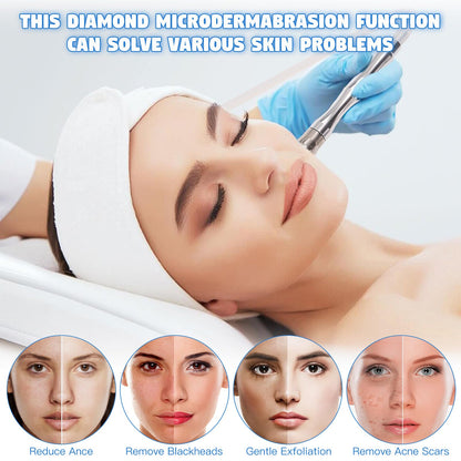 Complete set of nine interchangeable diamond tips of varying sizes included with the home facial pore cleansing system.