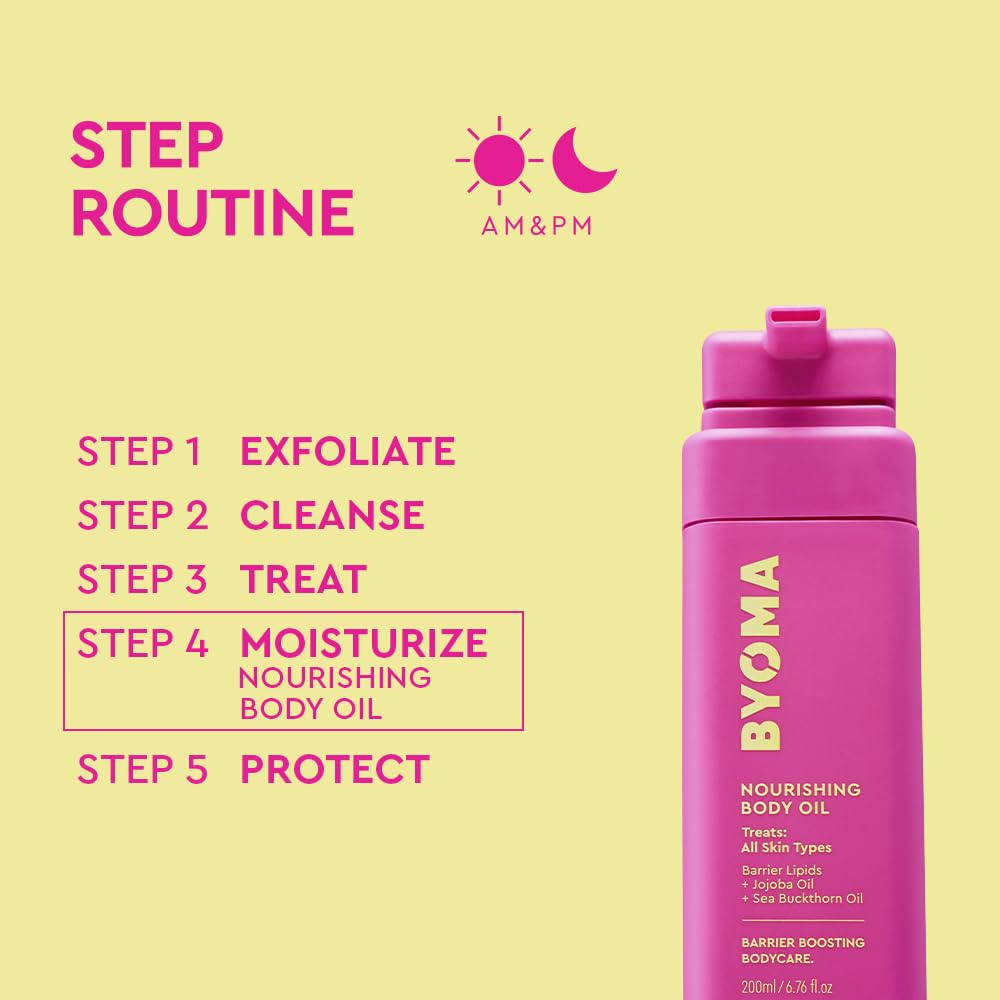 Byoma body oil bottle back label details