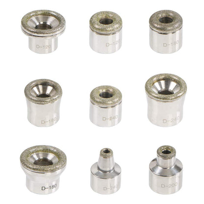 Close-up of the assorted grit sizes on the UNOISETION facial peel replacement heads.