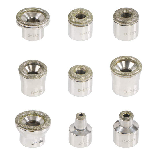 Close-up of the assorted grit sizes on the UNOISETION facial peel replacement heads.