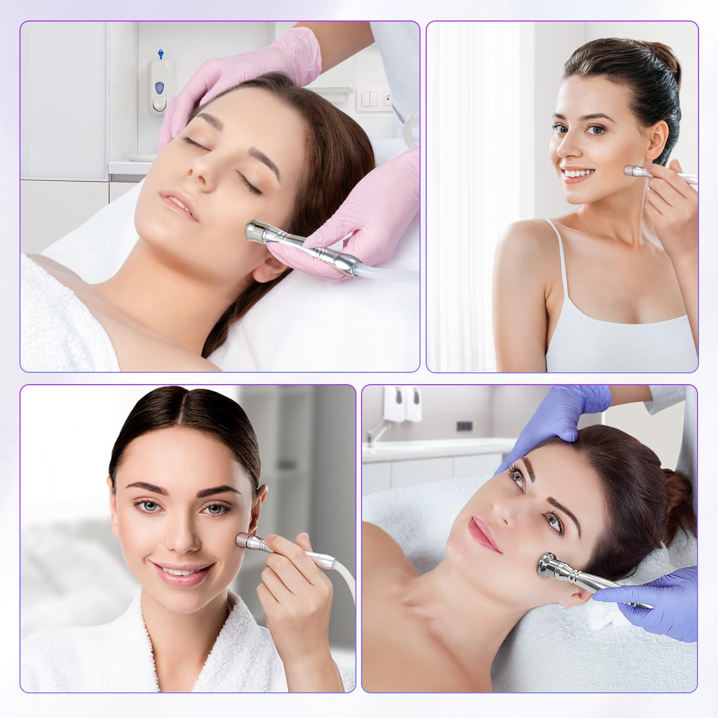 UNOISETION diamond dermabrasion kit displaying various shapes for targeted facial treatment.