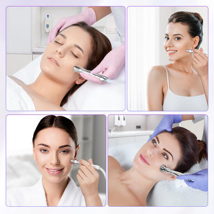 UNOISETION diamond dermabrasion kit displaying various shapes for targeted facial treatment.