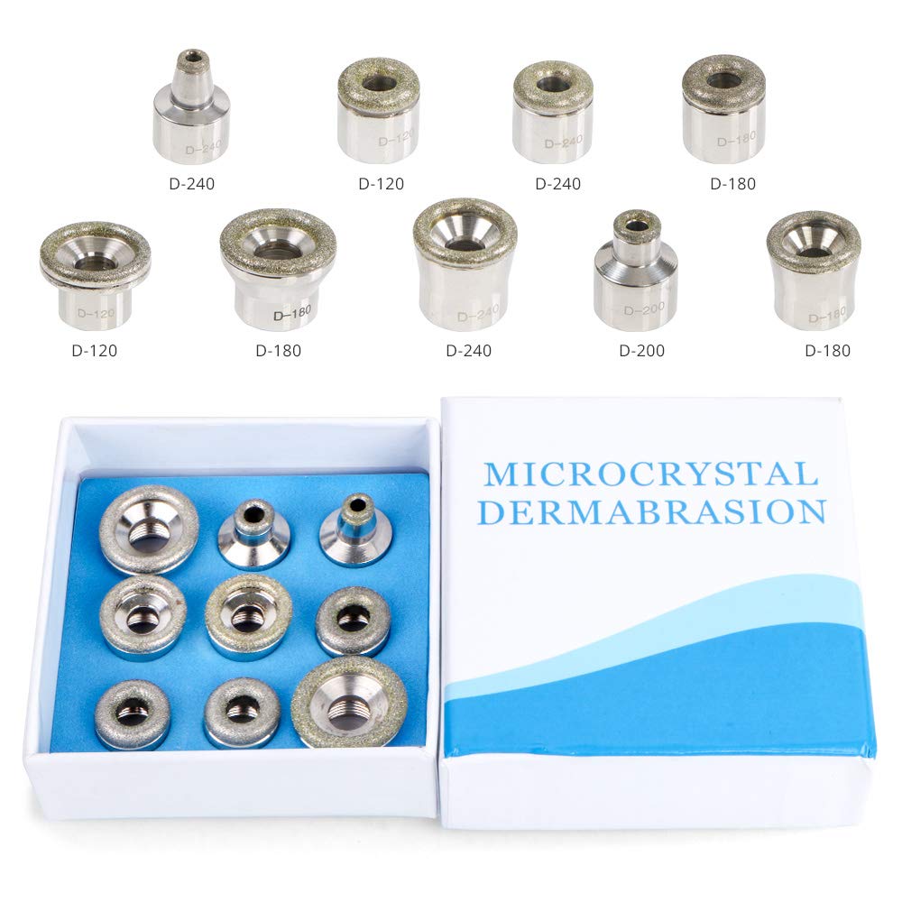 Various sizes of stainless steel dermabrasion heads