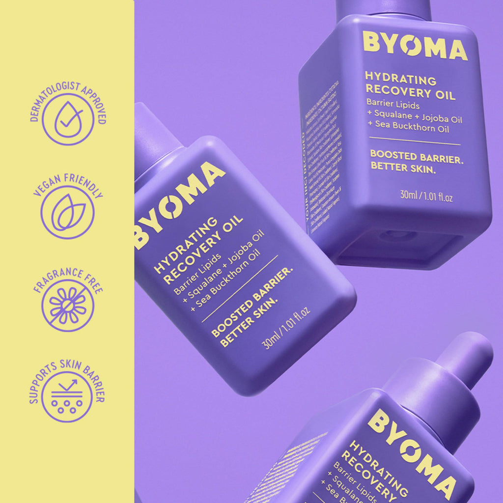 Texture swatch of Byoma Hydrating Recovery Oil on skin