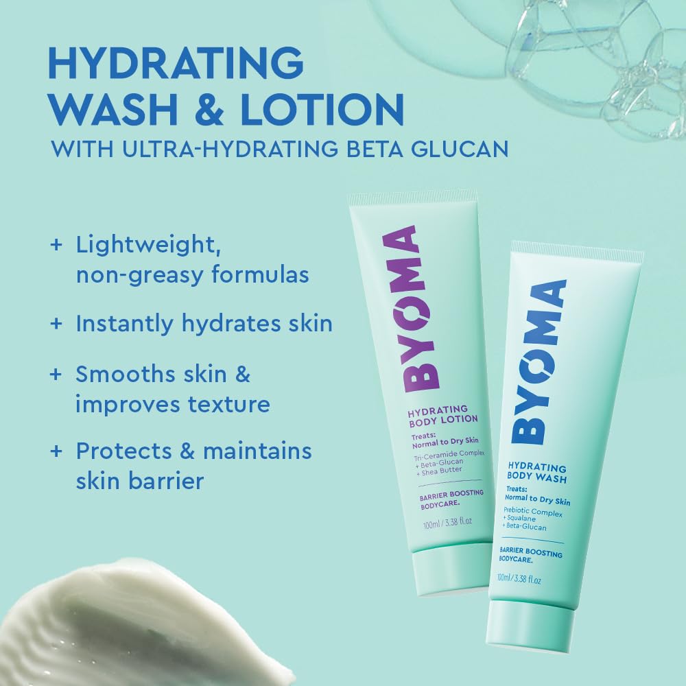 Byoma hydrating and brightening body care kit components