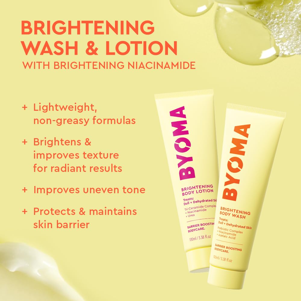 Travel size body care products by Byoma for skin barrier