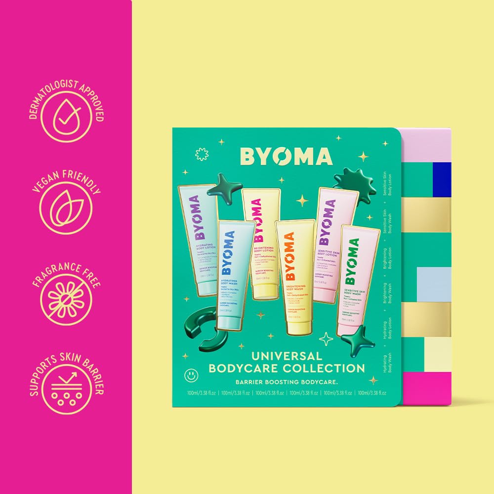 Byoma six-piece travel kit displayed in its holiday box.