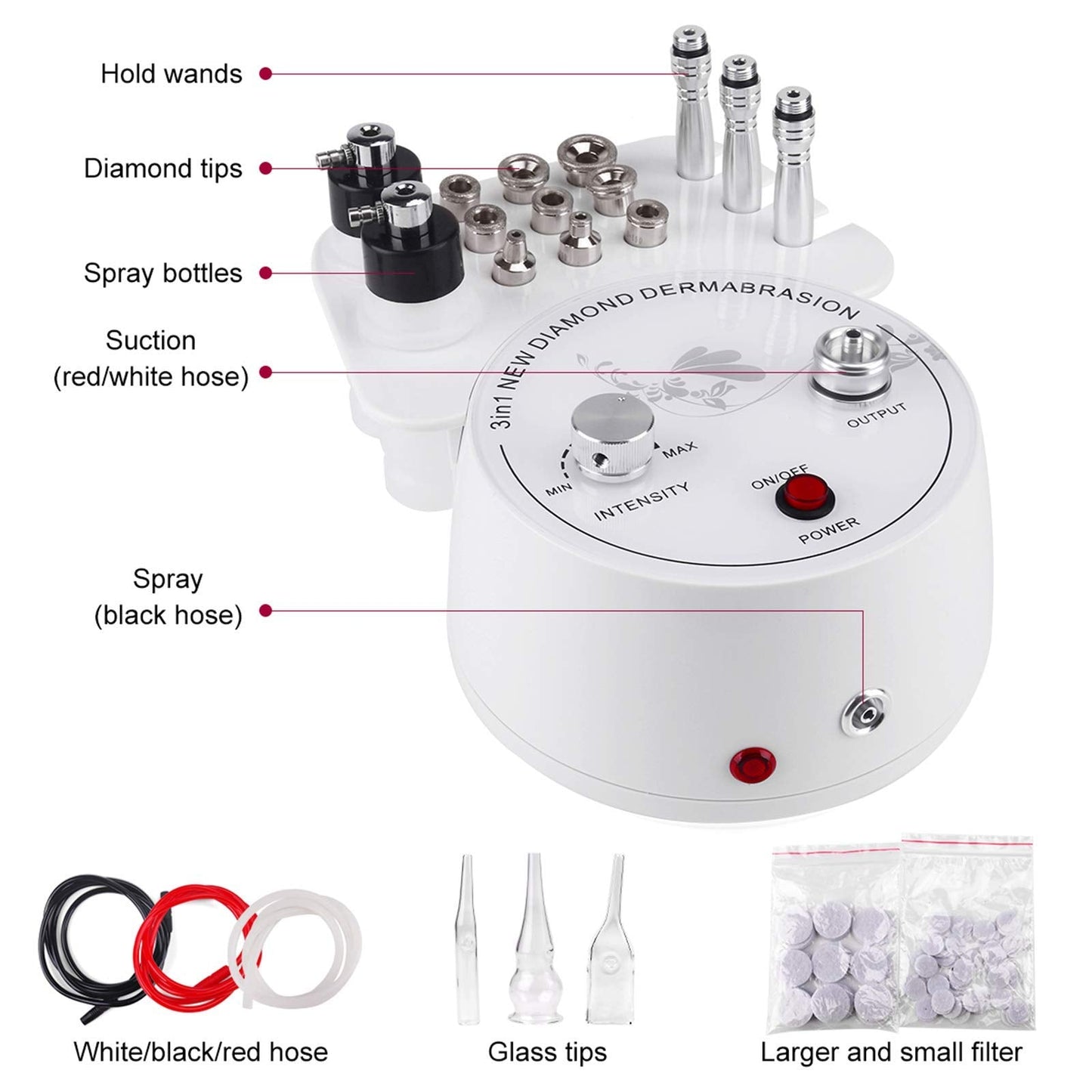 Yofuly professional microdermabrasion system with interchangeable diamond tips and vacuum glass tubes