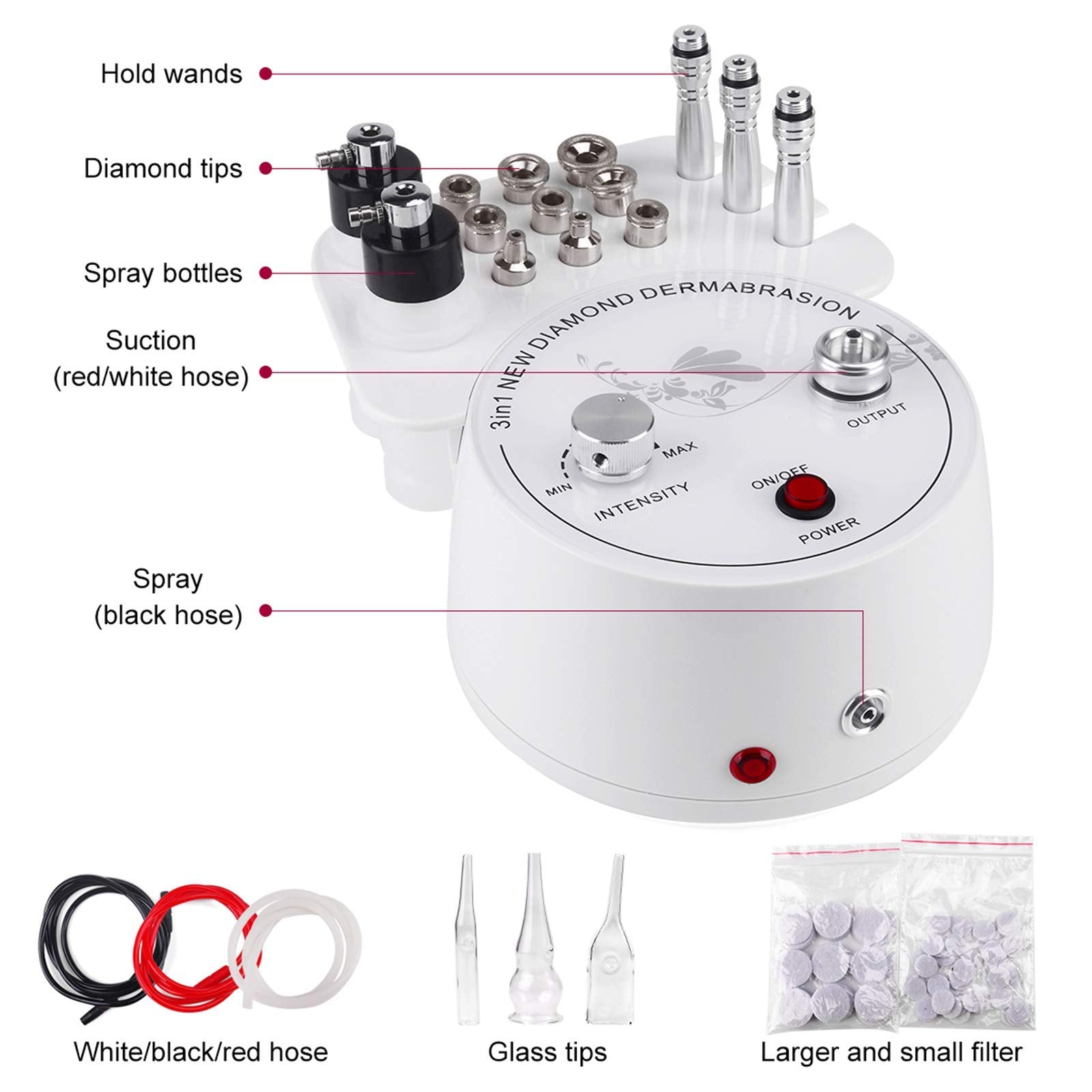 Yofuly professional microdermabrasion system with interchangeable diamond tips and vacuum glass tubes