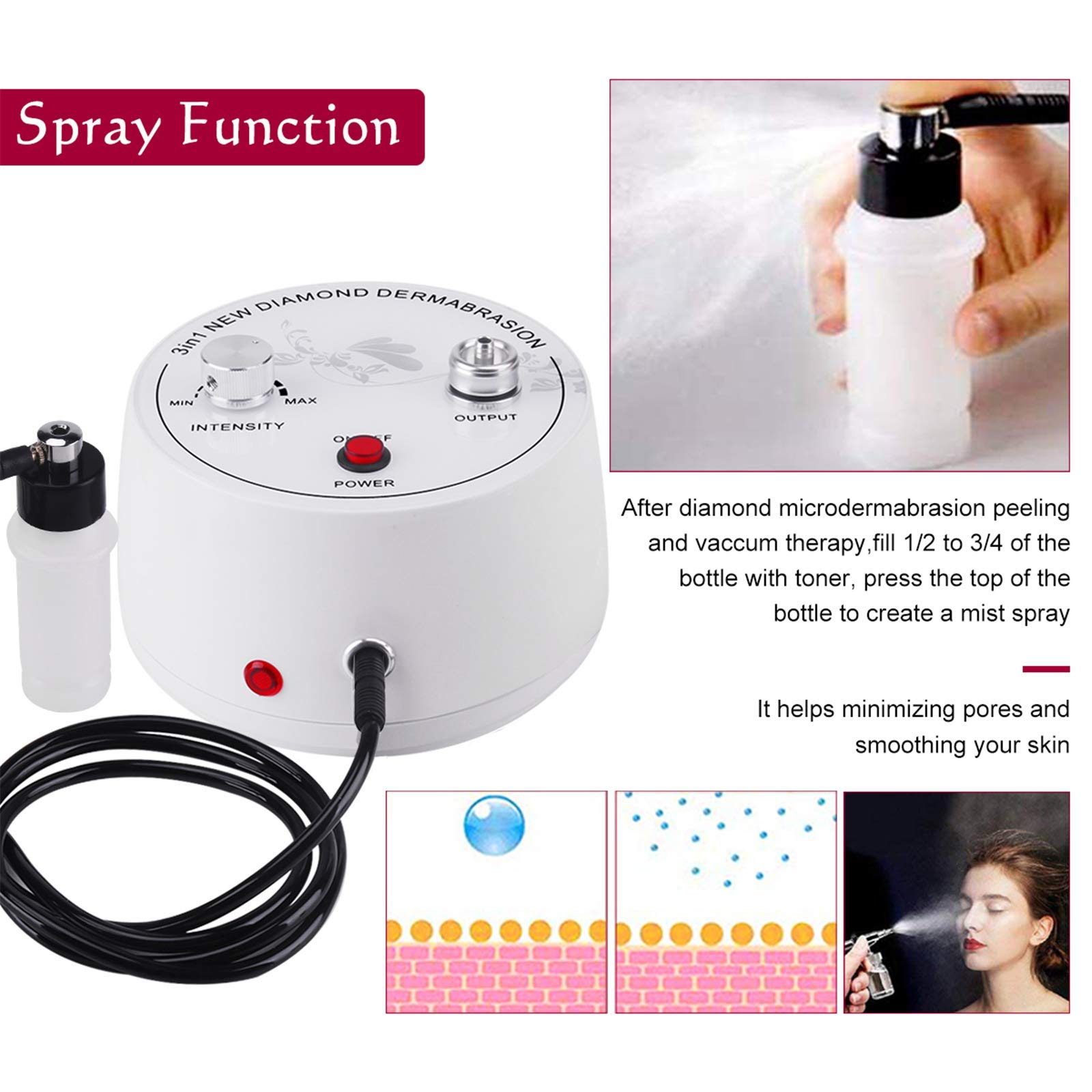 Yofuly vacuum suction wand extracting pores and dead skin cells during a home facial
