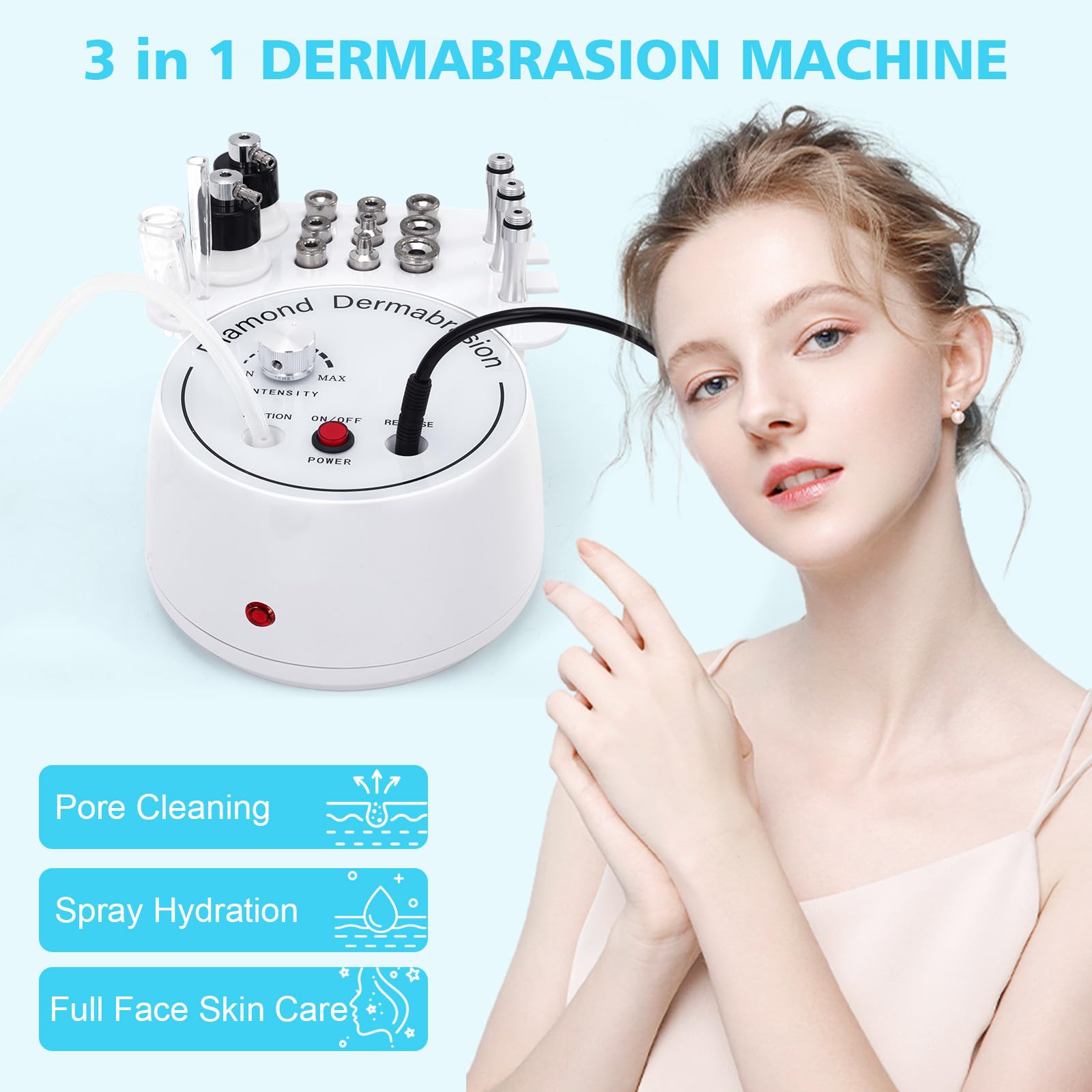 Vacuum glass extraction tubes and hydration toner spray bottle attachments for Mcwdoit machine.