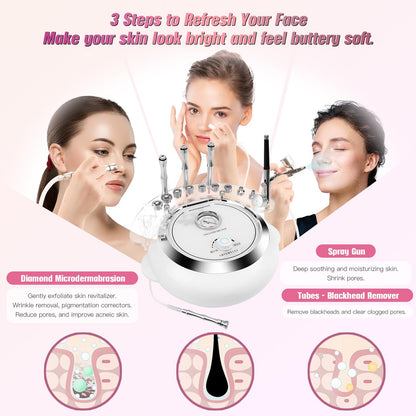 TopDirect facial skin care salon device with complete set of nine sterile diamond tips and three wands