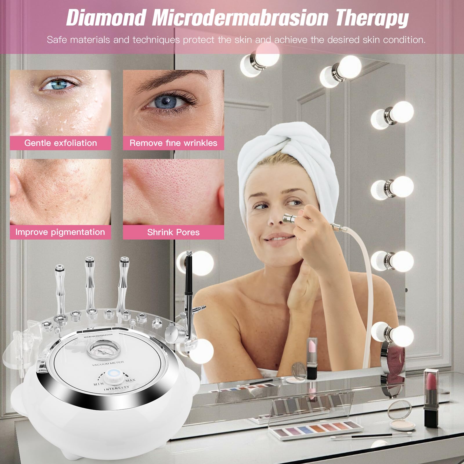 TopDirect diamond dermabrasion equipment showcasing the airbrush spray gun with metal fluid cup attachment