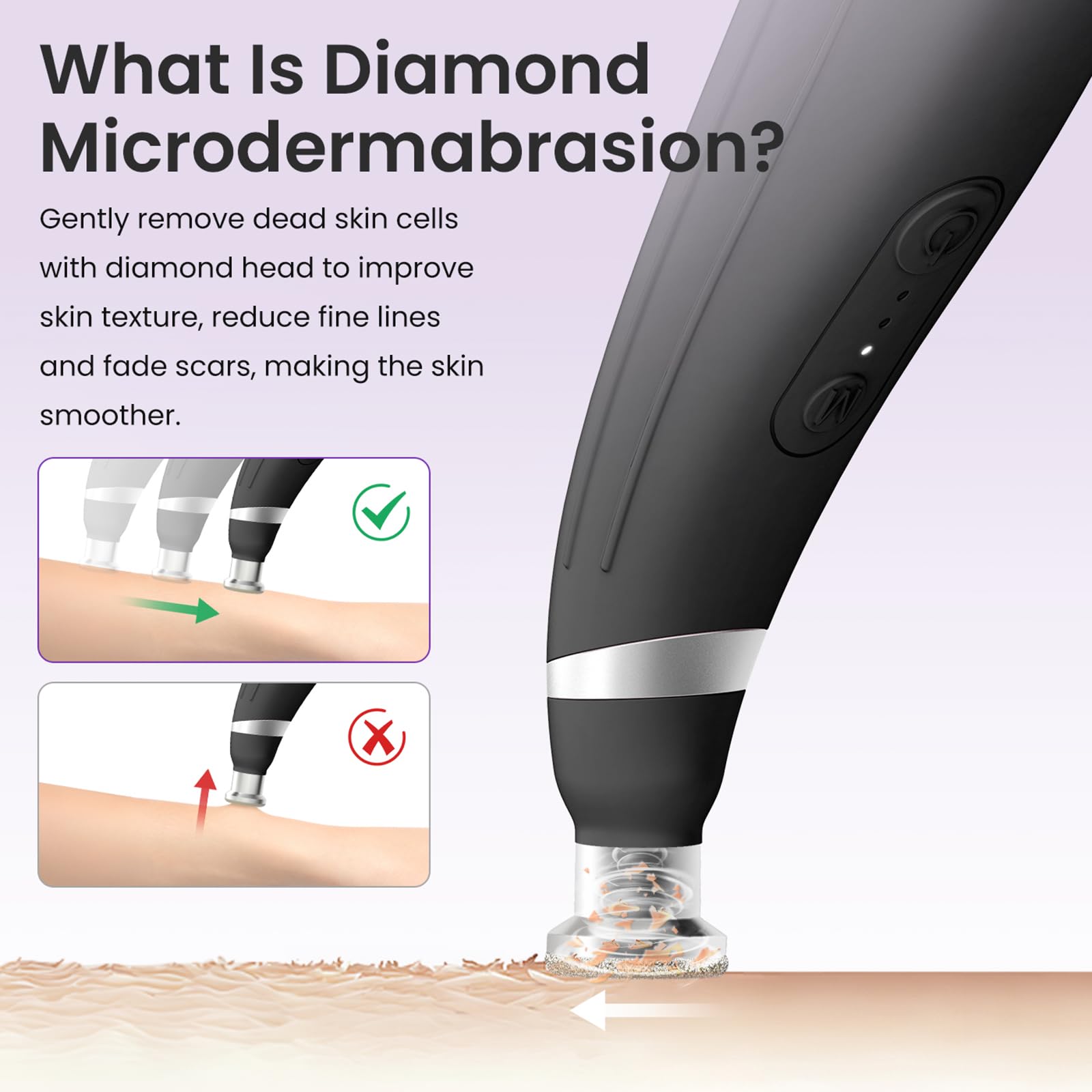 A comprehensive array of the twelve interchangeable diamond tips included with the pore cleanser device.