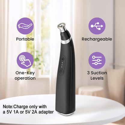 Side profile of the rechargeable facial exfoliation tool highlighting its comfortable non-slip silicone grip handle.