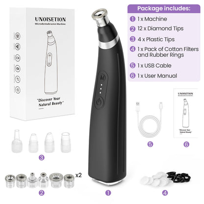 A step-by-step demonstration of changing the diamond tips on the professional-grade home beauty machine.
