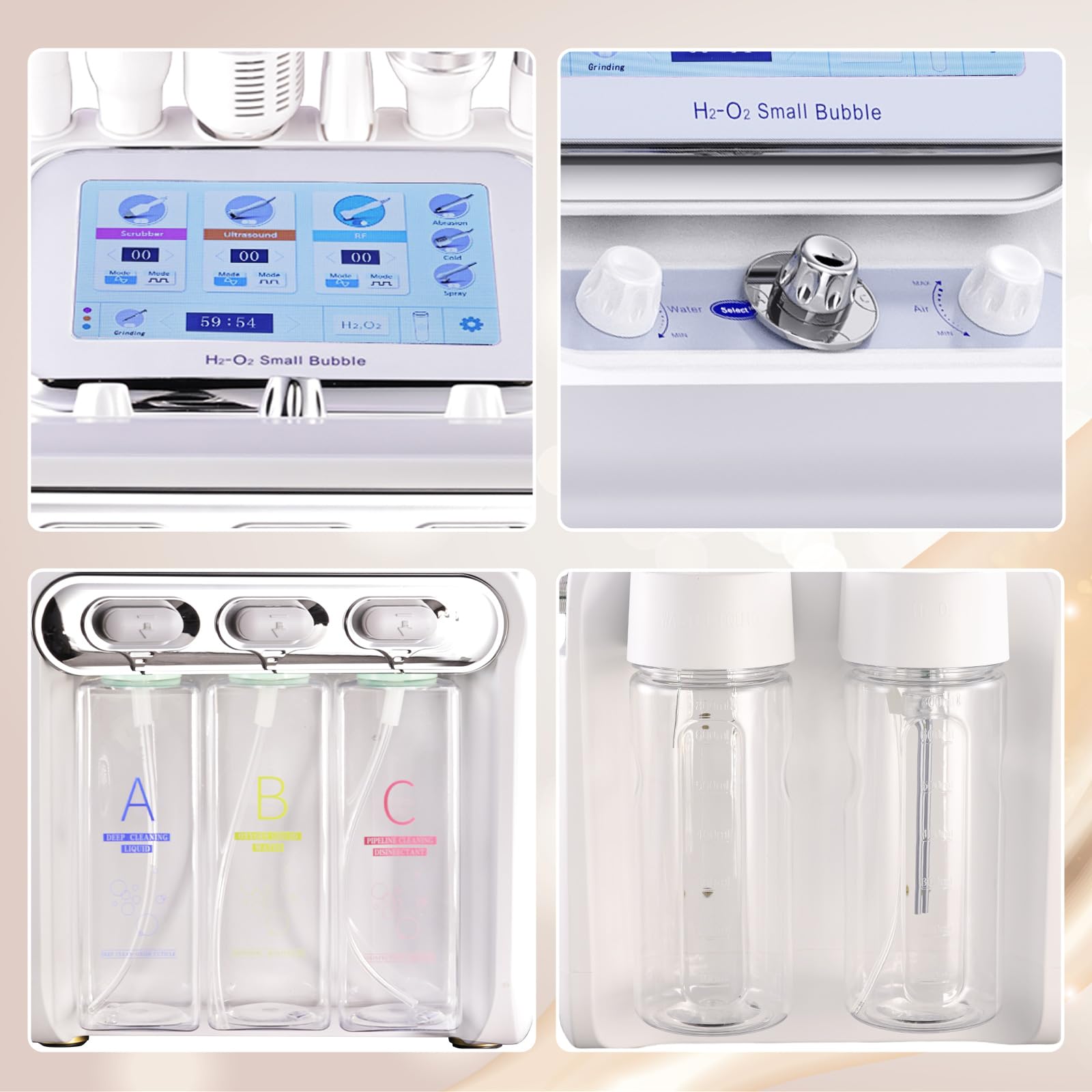 The premium touch control display panel of the OIJIIE microdermabrasion device in operation