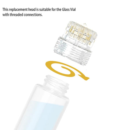 Sterile replacement tip for hydra needle device showcasing screw on interface