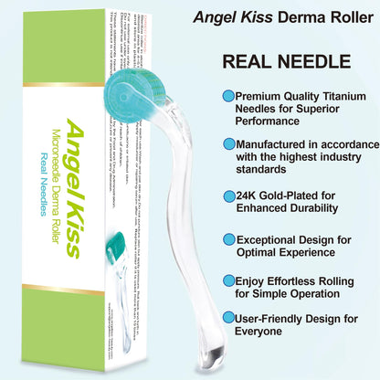 Angel Kiss beard and scalp roller demonstrating microneedling application for hair density support.