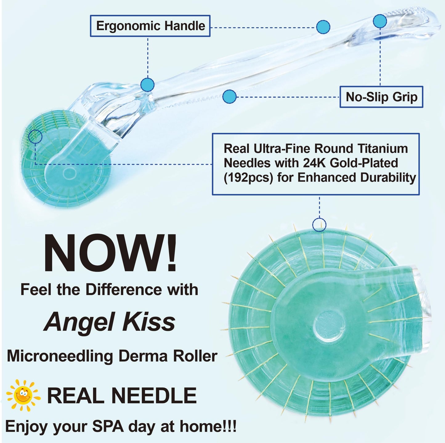Authentic USA imported Angel Kiss cosmetic microneedle tool inside its protective storage case.